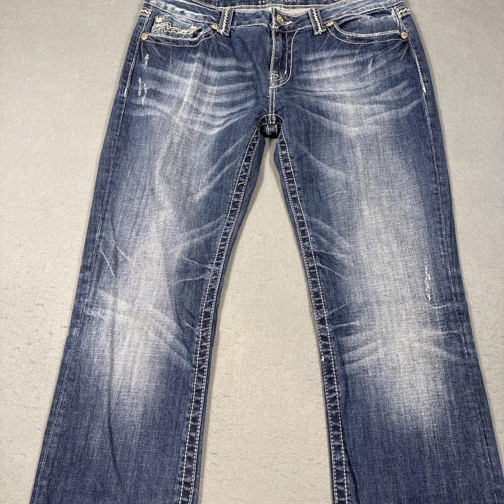Miss Me jeans womens 33 eASY boot stretch jE1049EX embellished tHICK sTITCH - Picture 10 of 12